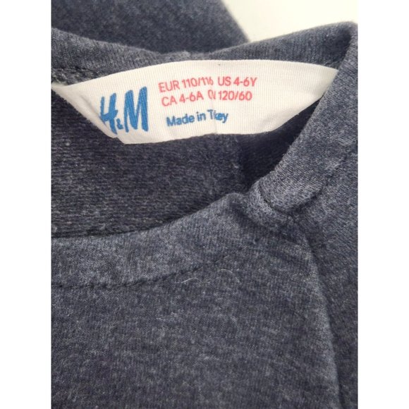 H&M Girls US 4-6 years Charcoal Gray Sweatshirt Dress Rabbit Bunny Heels Pockets - Picture 5 of 7